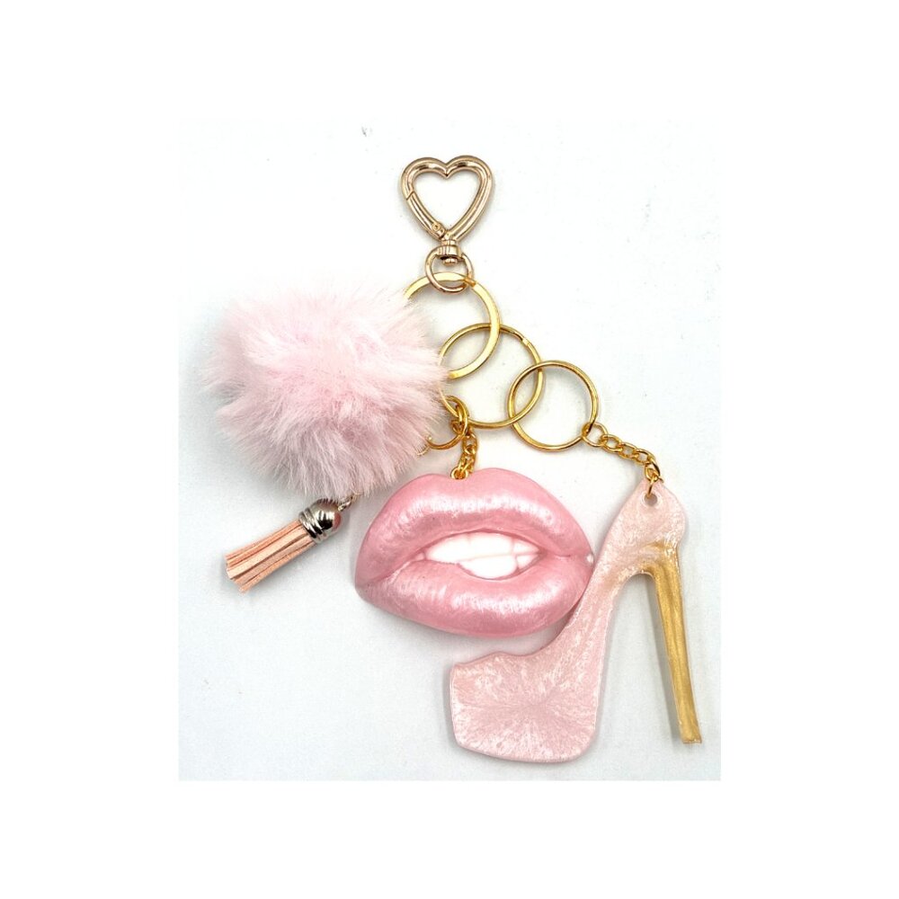 Glam Luxe Charm Keychain Bag Charm — Blush Silk